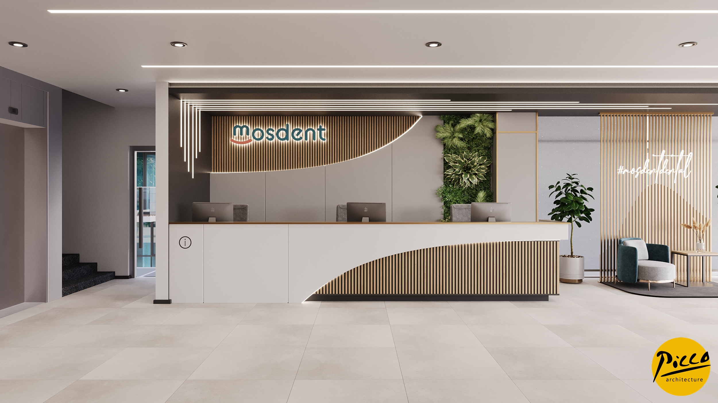 İstanbul modern diş hastanesi tasarımı ve lineer hat detayları.