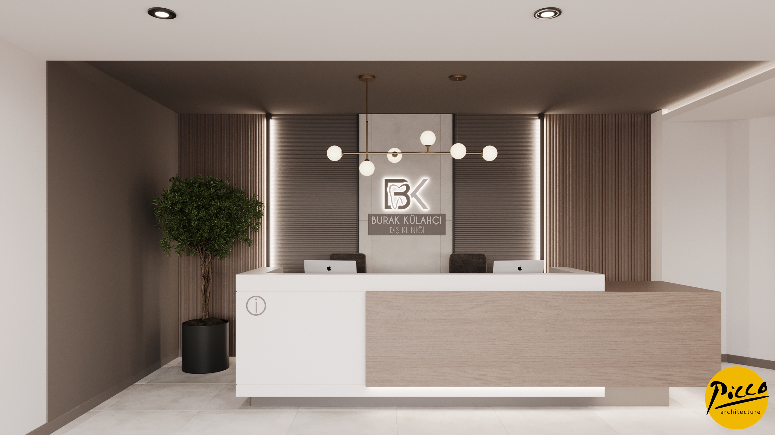 Manavgat modern diş muayenehanesi tasarımı ve proje detayları.