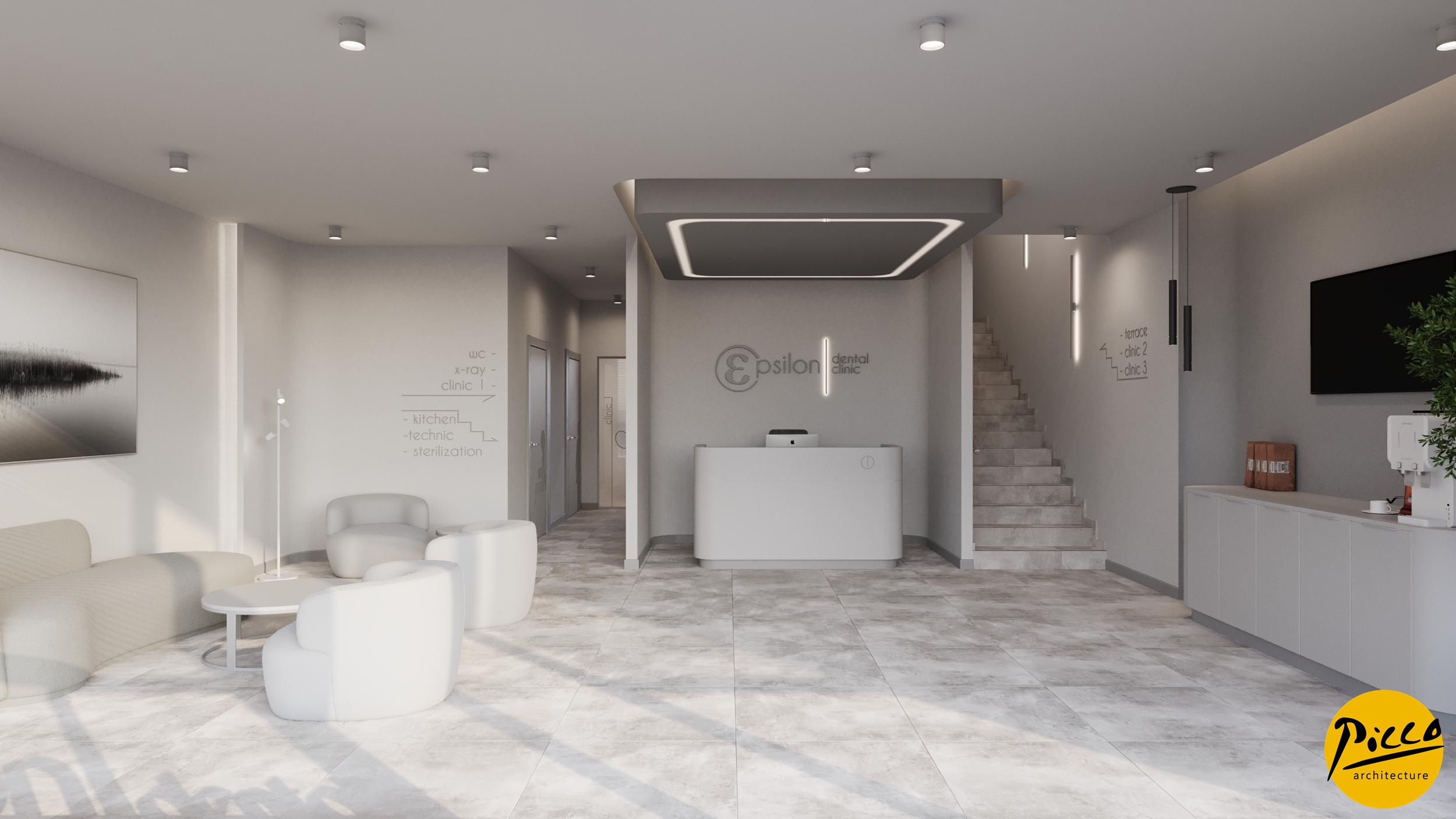 Ankara Epsilon modern diş polikliniği tasarımı detayları.