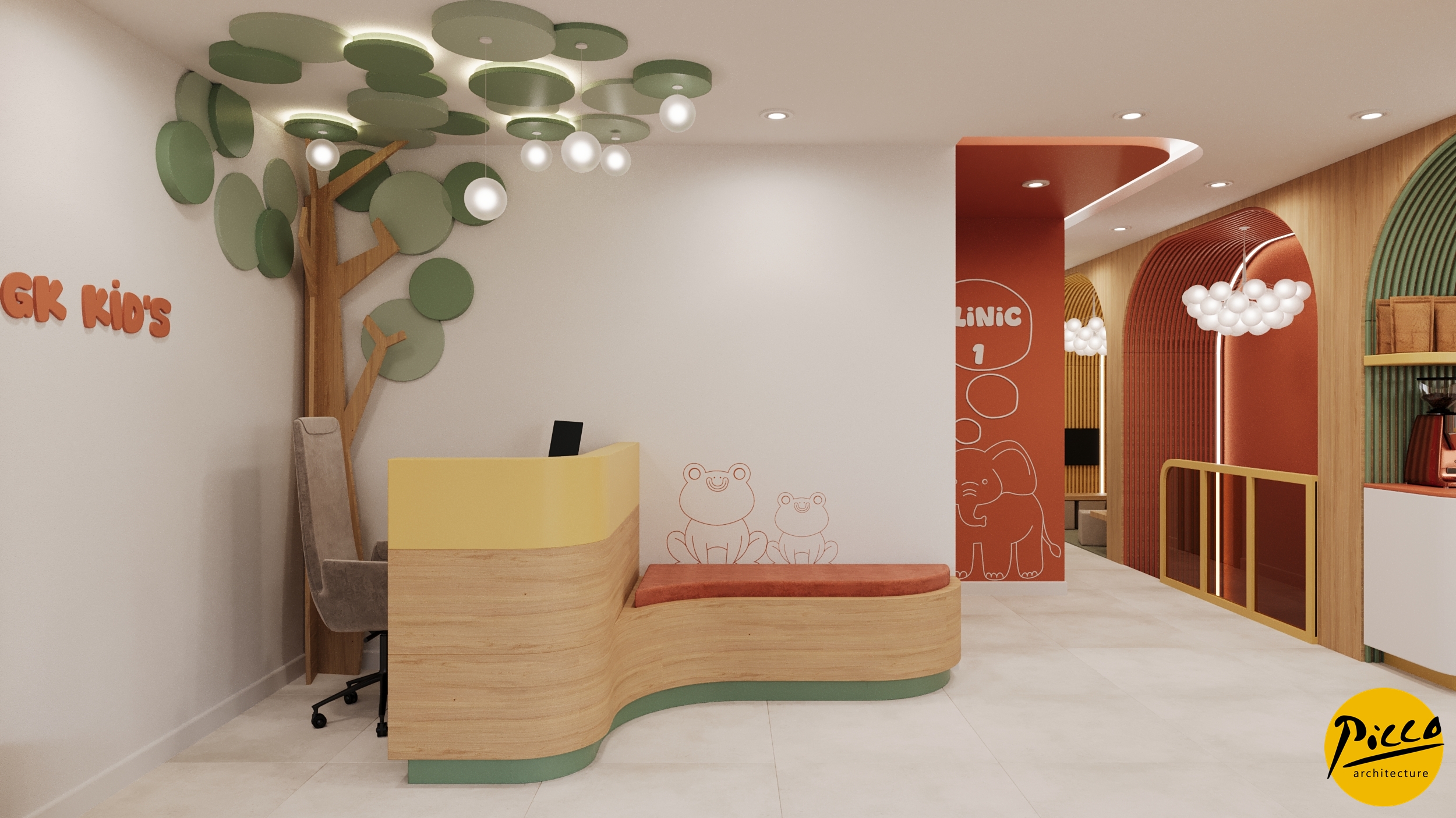 Seval Karabulut çocuk diş kliniği tasarımı genel görünüm.