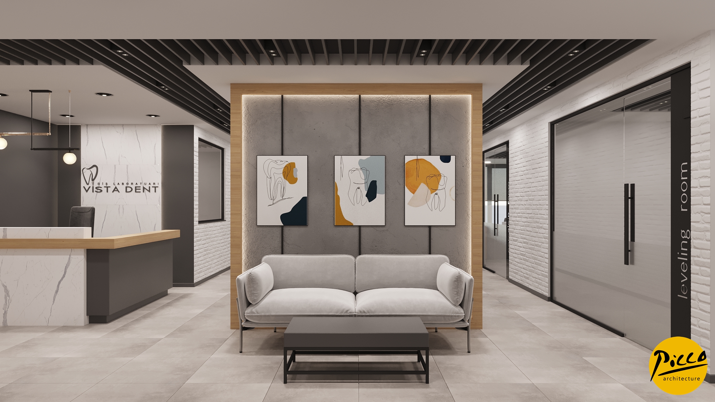 İstanbul modern laboratuvar tasarımı ve tuğla duvar detayları