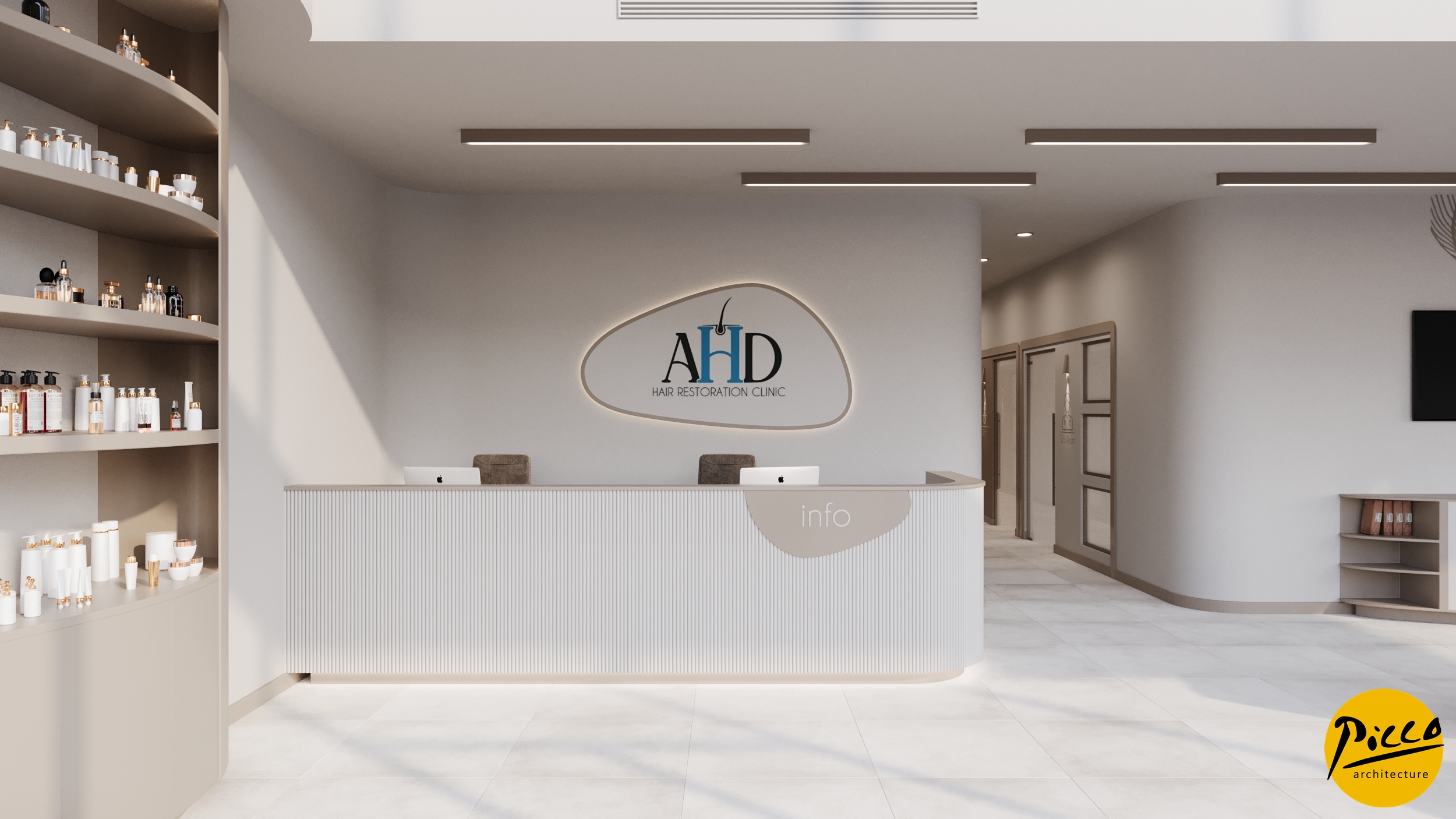 Antalya AHD modern saç ekim merkezi iç mimari tasarımı