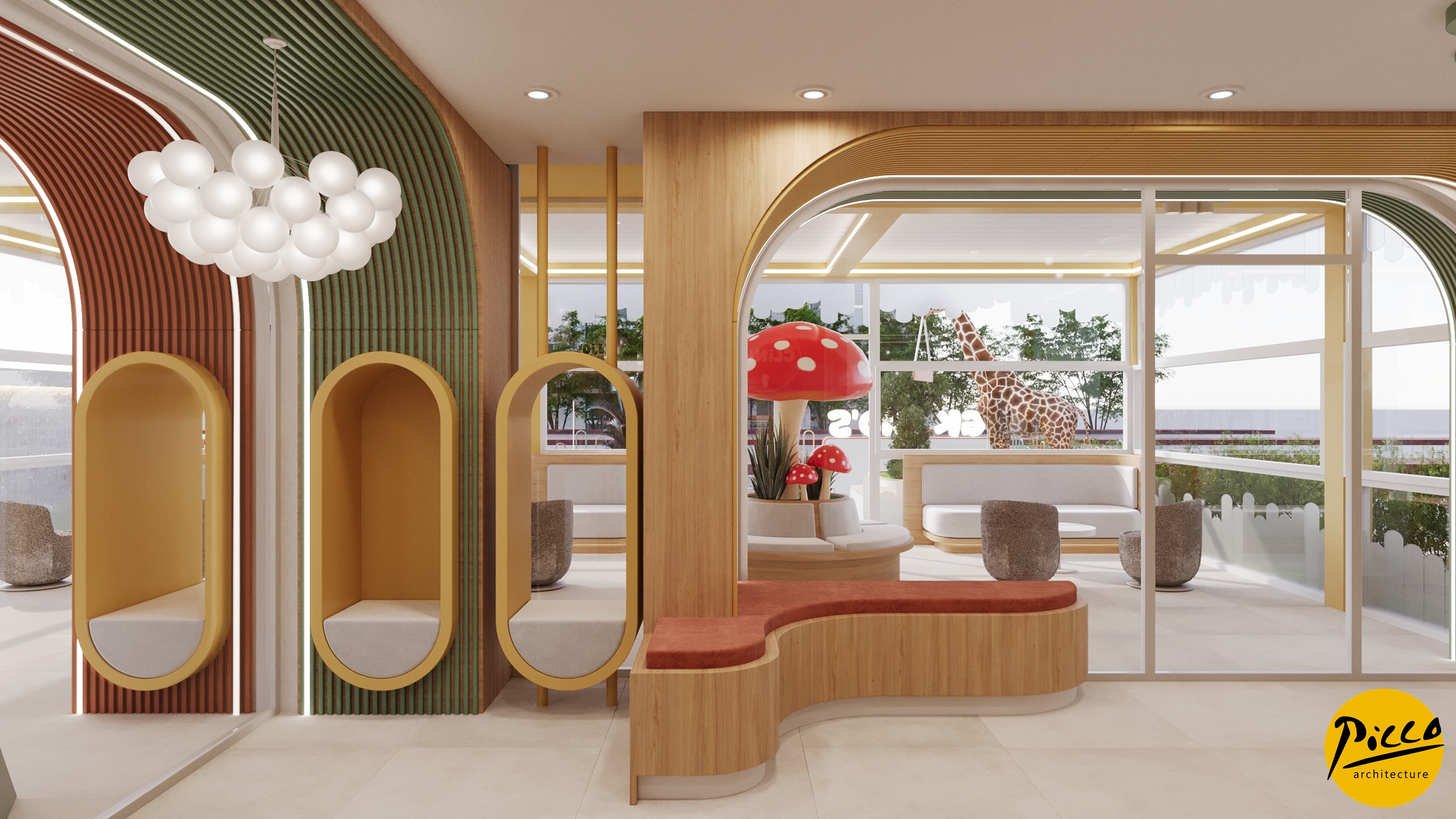 Antalya çocuk diş kliniği tasarımı bekleme alanı.