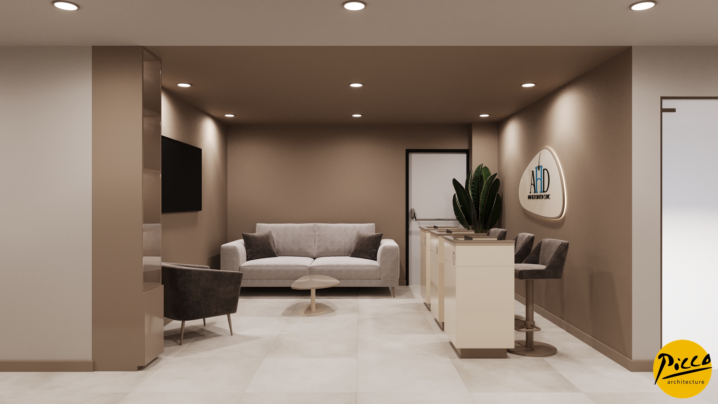 Antalya AHD modern saç ekim merkezi iç mimari tasarımı