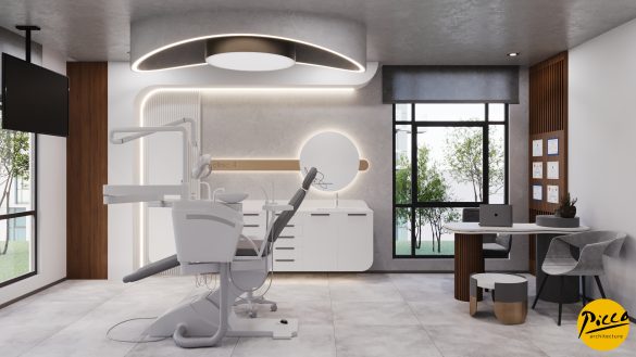 Modern klinik tasarımı ve ferah bekleme alanı projesi - Picco Mimarlık