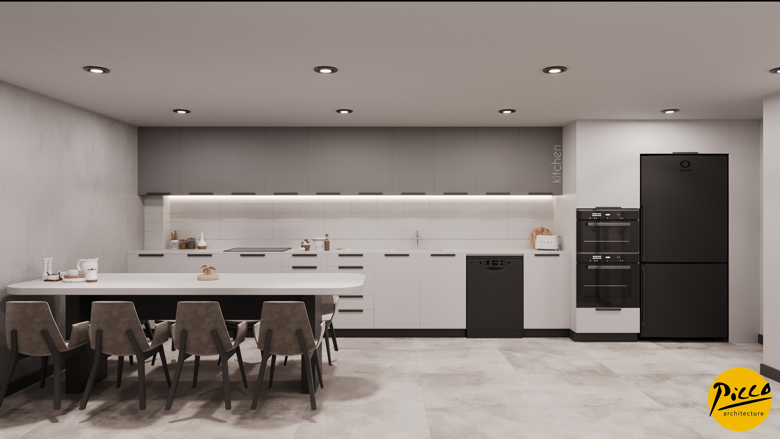 Kumluca modern diş kliniği tasarımı ve antrasit doku detayları.