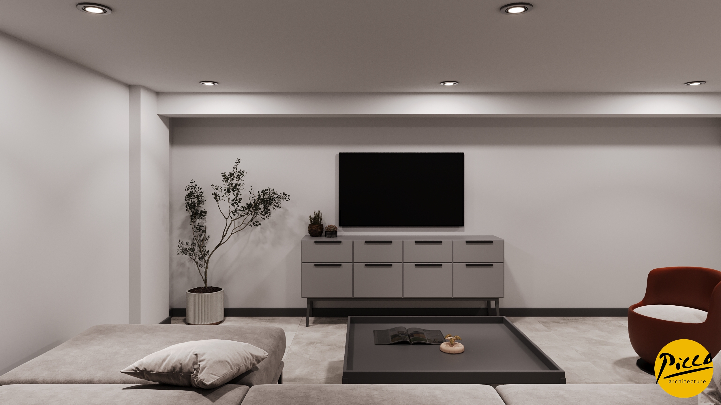 Kumluca modern diş kliniği tasarımı ve antrasit doku detayları.