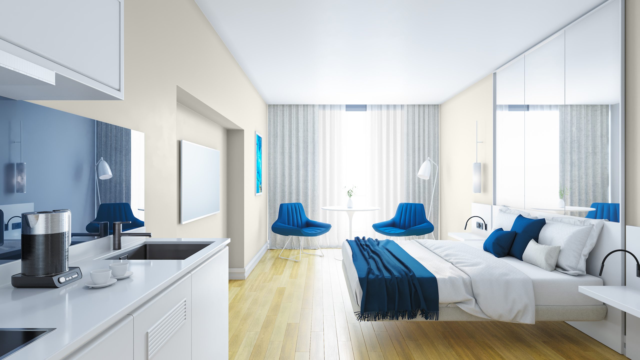 Picco Mimarlık imzalı Orbi City Batum otel odası iç mimari tasarımı ve mobilya detayları