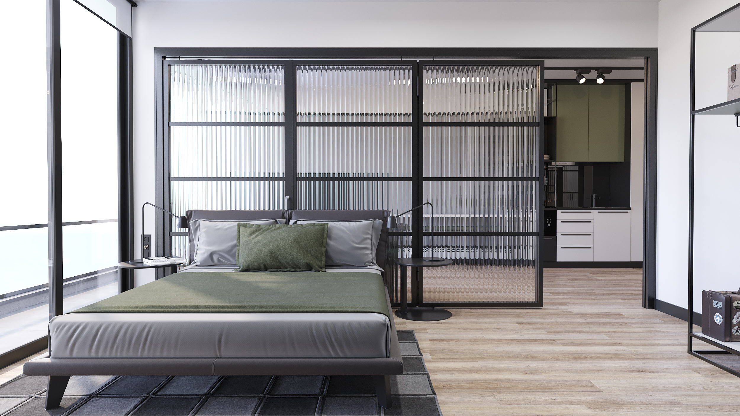 Modern otel odası mobilya yerleşimi